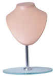 Large Necklace Display forms adjusts in height from 10 to 15 1/2 inches tall with glass oval base.